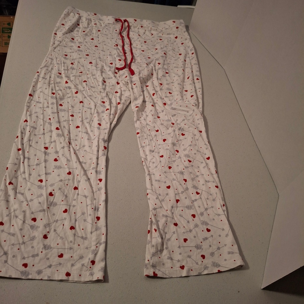 Cynthia Rowley Sleepwear‎ Women's Pajama Pants White Heart Arrow Valentines XL
